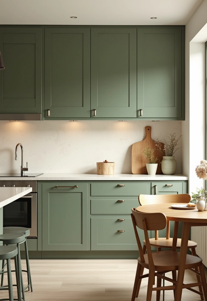 26 Stunning Kitchen Color Combinations That Will Transform Your Cooking Space (You Won't Believe #14!) - 14. Earthy Green and Creamy White - You Won't Believe This!