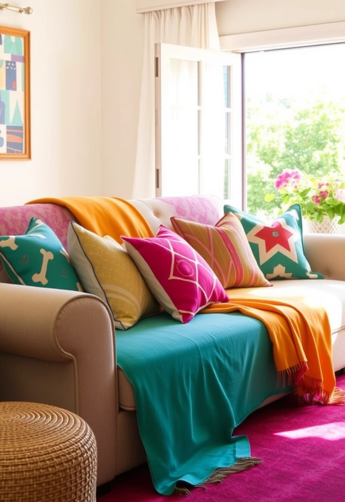 20 Chic & Cozy Throw Pillows and Blankets Ideas You Need Right Now! - 2. Bold Patterns and Bright Colors