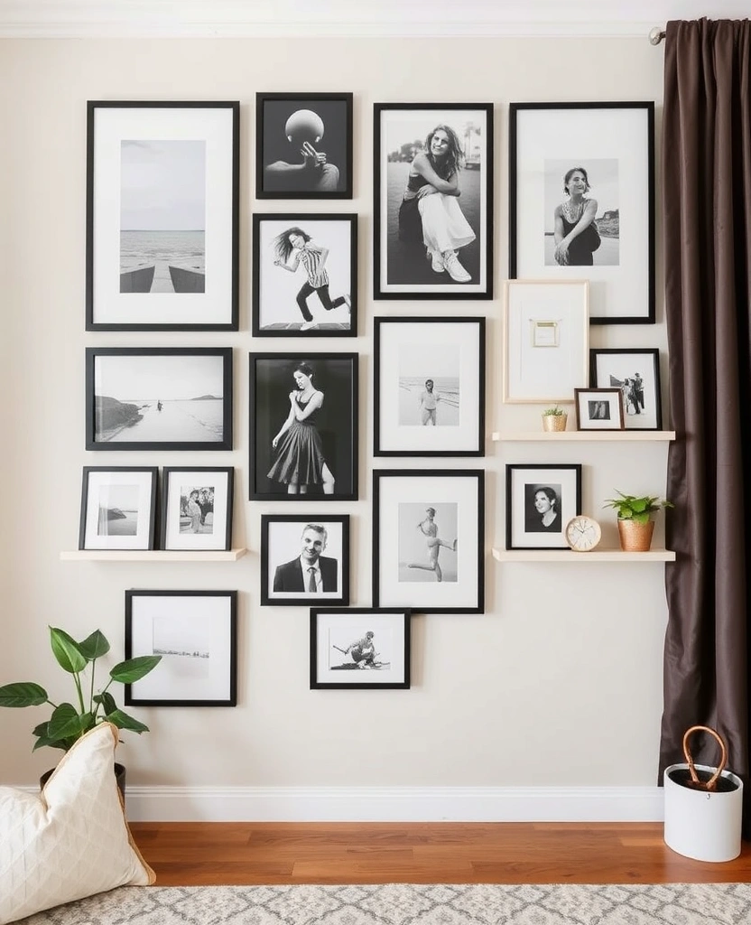 24 Black and Cream Living Rooms That Will Leave You Speechless! - 21. Personalized Gallery Wall