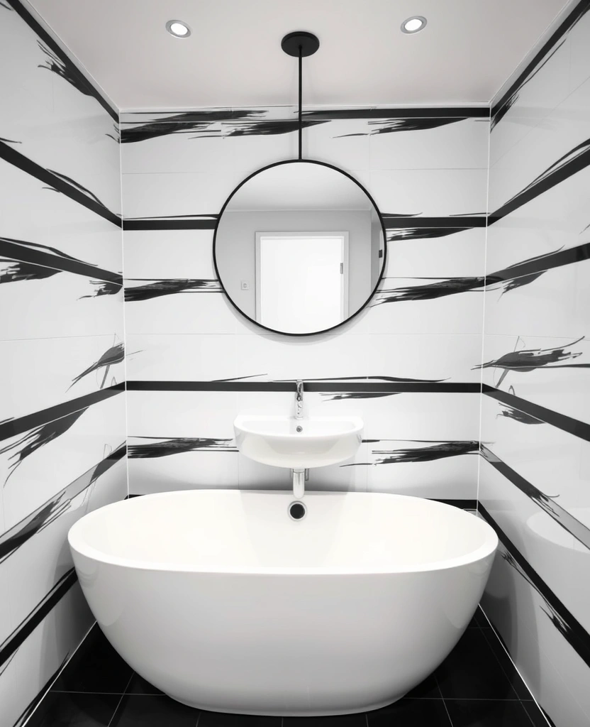 26 Stunning Black And White Bathroom Designs That Will Leave You Speechless! - 24. Curved Elements