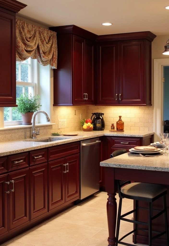 26 Stunning Kitchen Color Combinations That Will Transform Your Cooking Space (You Won't Believe #14!) - 10. Deep Burgundy and Soft Beige