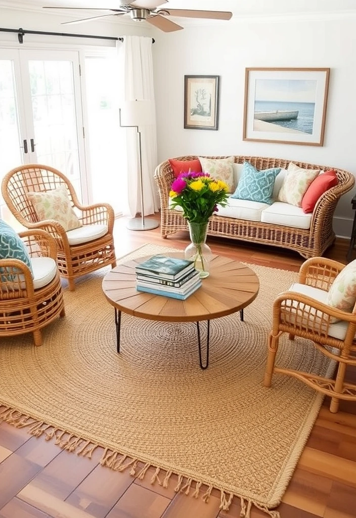 21 Modern Coastal Home Decor Ideas That'll Make Your Home Feel Like a Beach Getaway! - 2. Natural Textures with Jute and Rattan