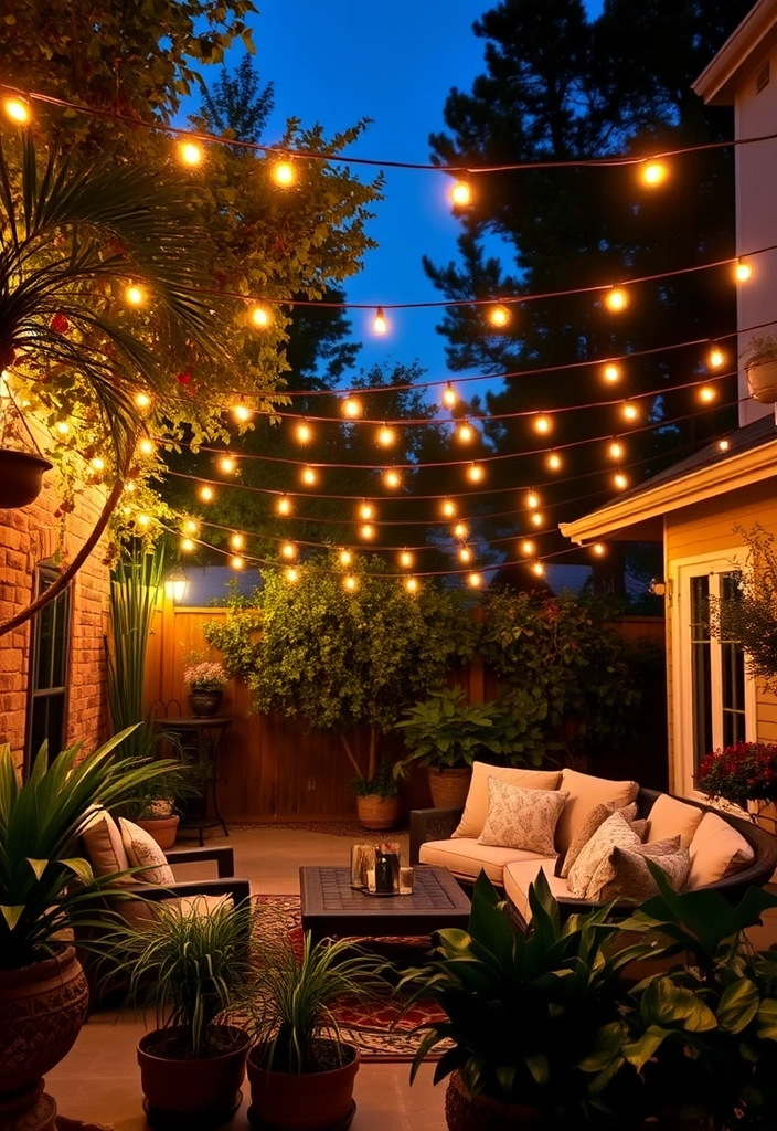 20 Stunning Back Patio Ideas on a Budget That Will Transform Your Outdoor Space! - 6. String Lights for Ambiance