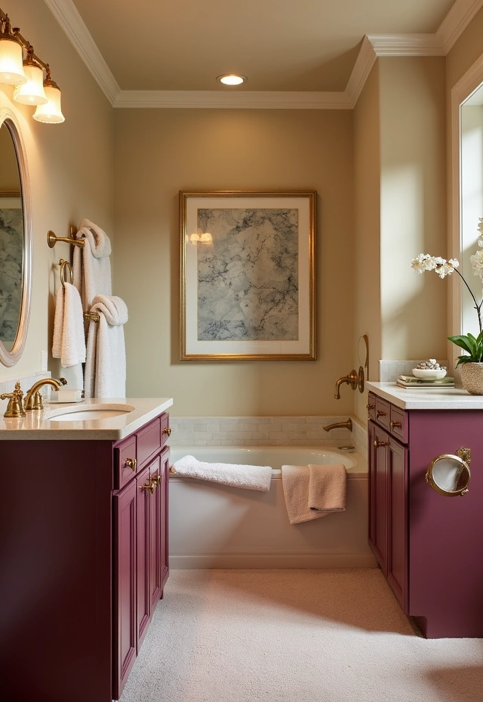 22 Best Paint Colors for Bathroom Cabinets That Will Transform Your Space! - 18. Muted Burgundy