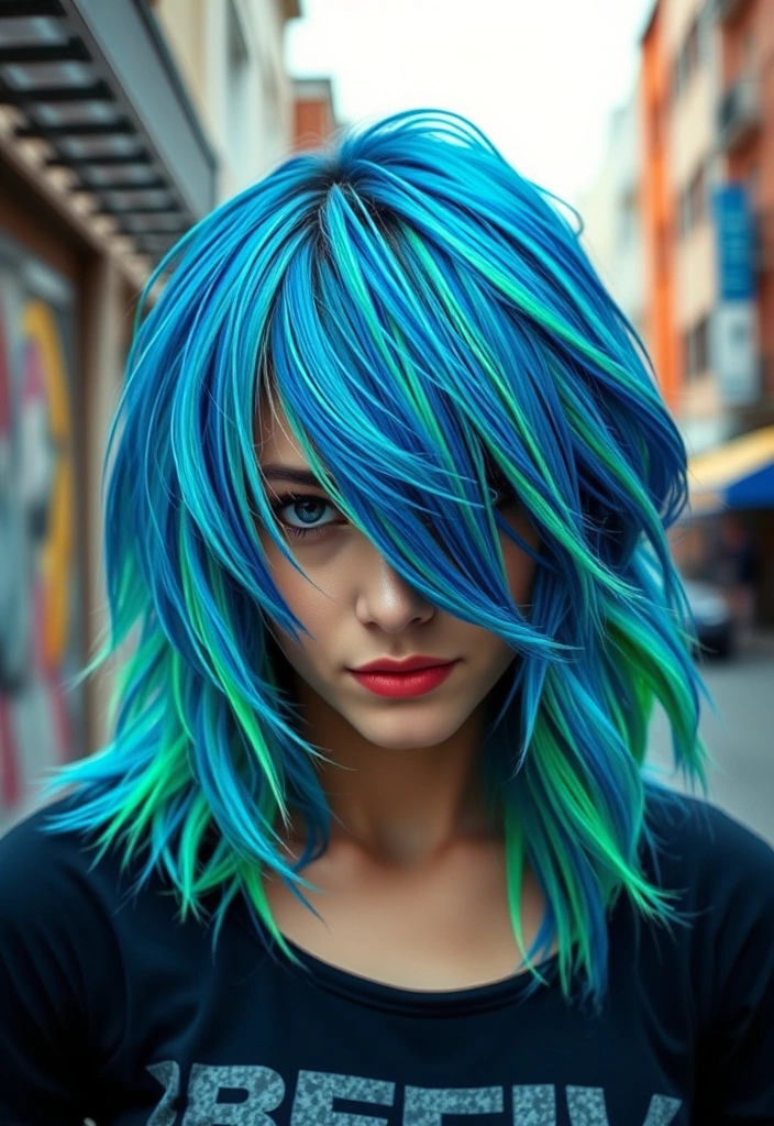 15 Intense Emo Shag Haircuts That Will Transform Your Look (Don't Miss #7!) - 2. Layered Shag with Colorful Highlights