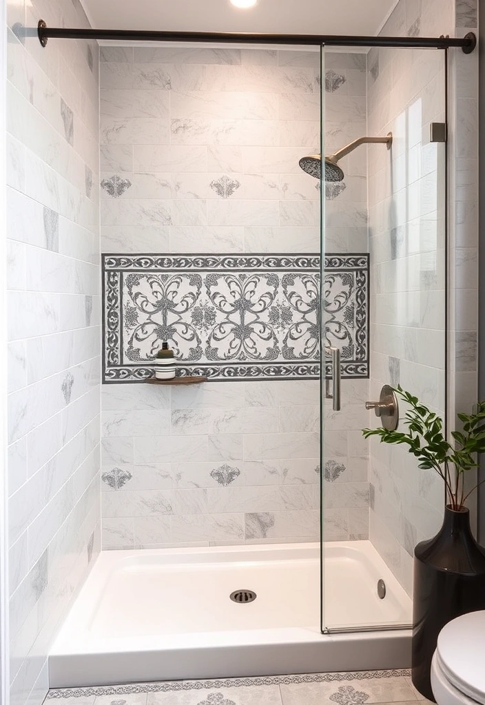 15 Creative Shower Tile Designs for Small Bathrooms (You’ll Want to Steal #12!) - 11. Decorative Borders