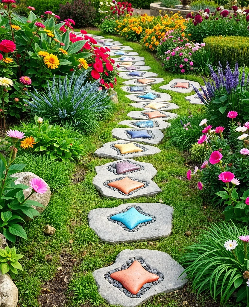 25 DIY Yard Art Ideas That'll Transform Your Garden into a Masterpiece! - 23. Nature-Inspired Stepping Stones