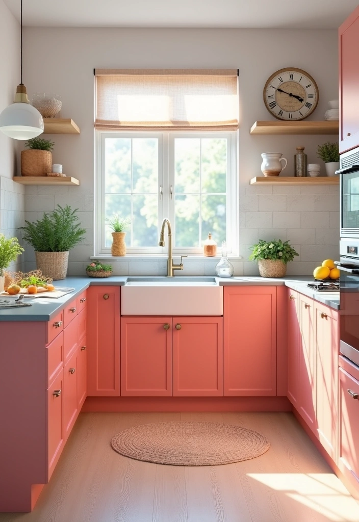 26 Stunning Kitchen Color Combinations That Will Transform Your Cooking Space (You Won't Believe #14!) - 17. Soft Coral and Light Gray