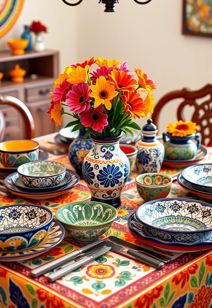 27 Vibrant Mexican Home Decor Ideas That Will Transform Your Space! - 1. Colorful Talavera Pottery