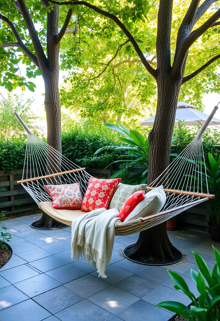 22 Cozy Patio Ideas That Will Transform Your Outdoor Space into a Relaxation Oasis! - 7. Hammock Heaven for Ultimate Relaxation