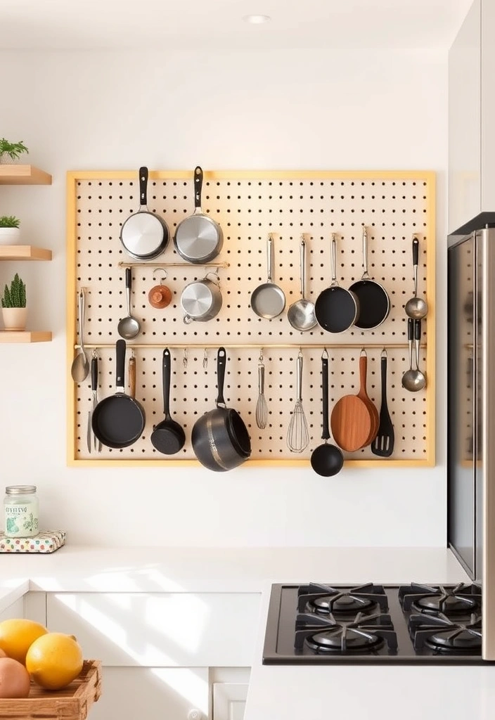 27 Small Kitchen Storage Ideas That'll Transform Your Space! - 13. Use a Pegboard for Versatile Storage