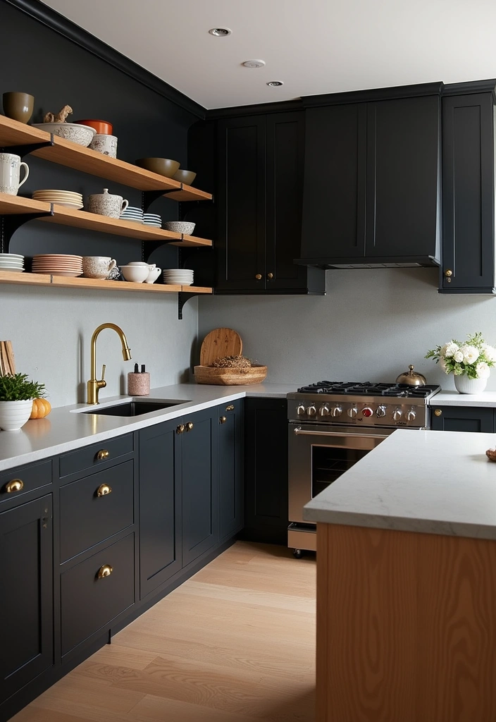 20 Kitchen Paint Ideas That Will Transform Your Honey Oak Cabinets into a Dream Space! - 9. Elegant Black