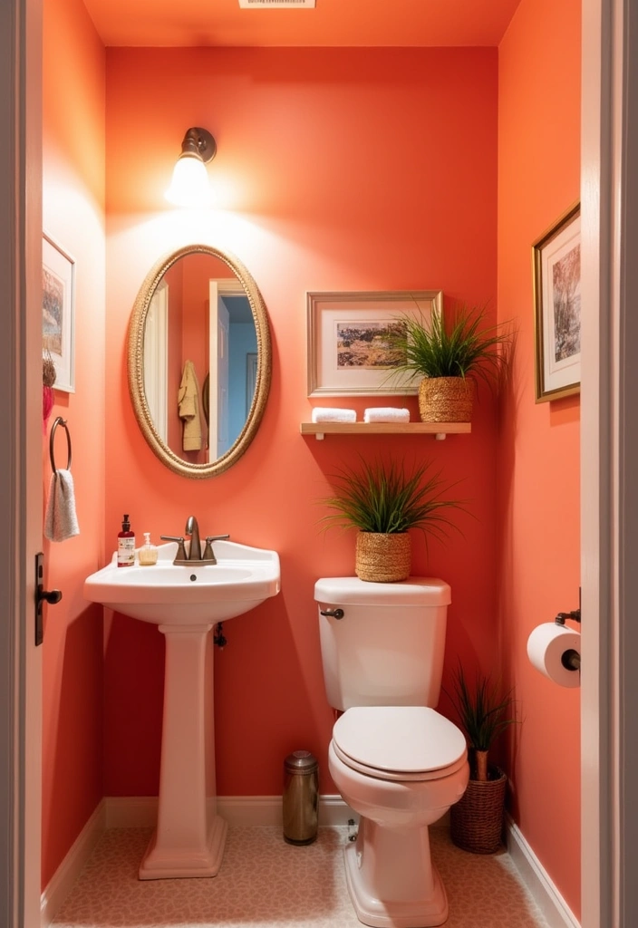 24 Best Paint Colors for a Small Bathroom That'll Make It Feel Spacious! - 21. Warm Coral