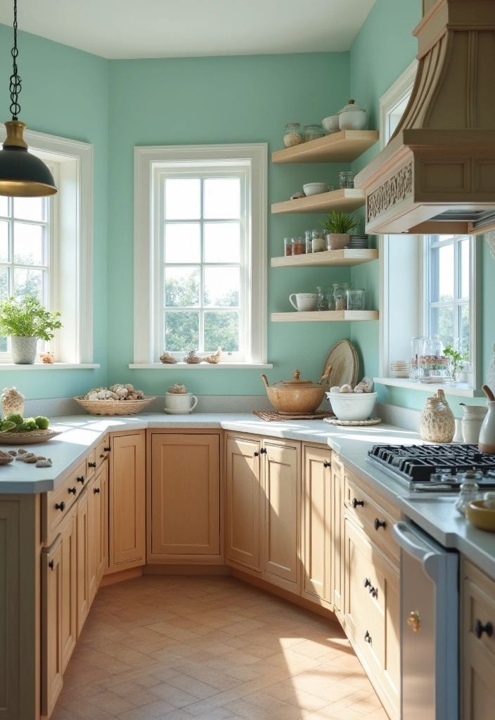 25 Stunning Paint Colors for Cherry Cabinets That Will Transform Your Kitchen! - 13. Pale Aqua