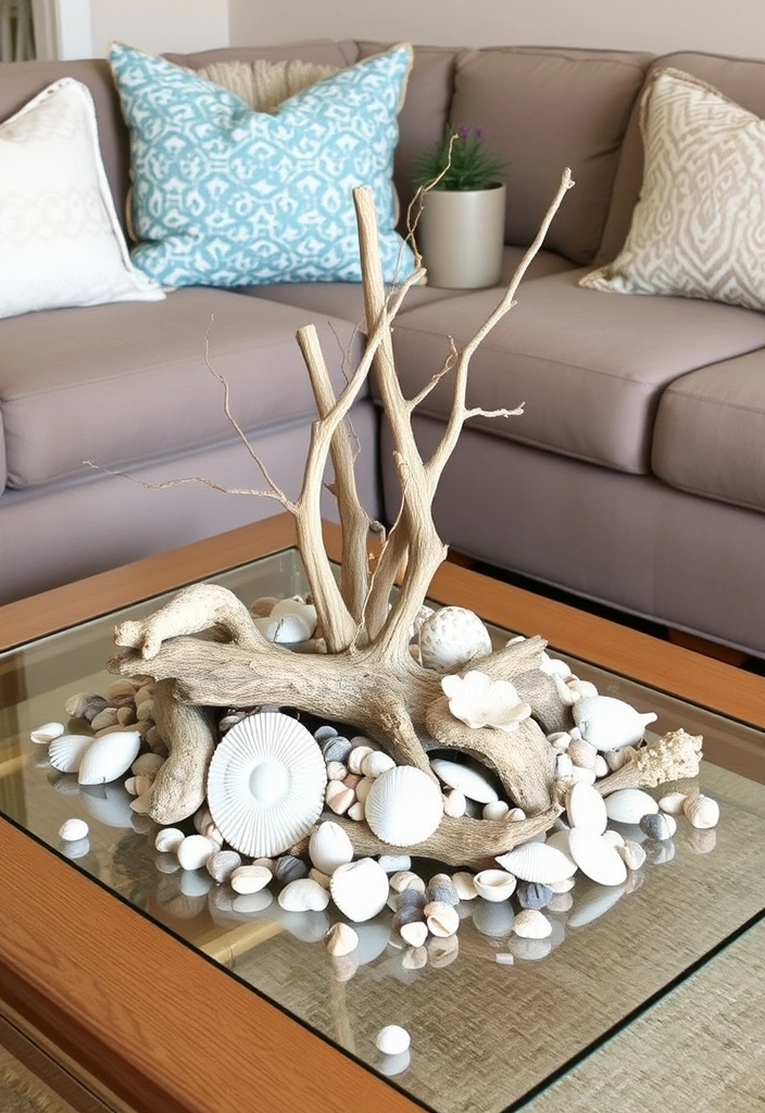 22 Modern Coastal Living Room Ideas That Will Make You Feel Like You're on Vacation! - 16. Unique Centerpieces