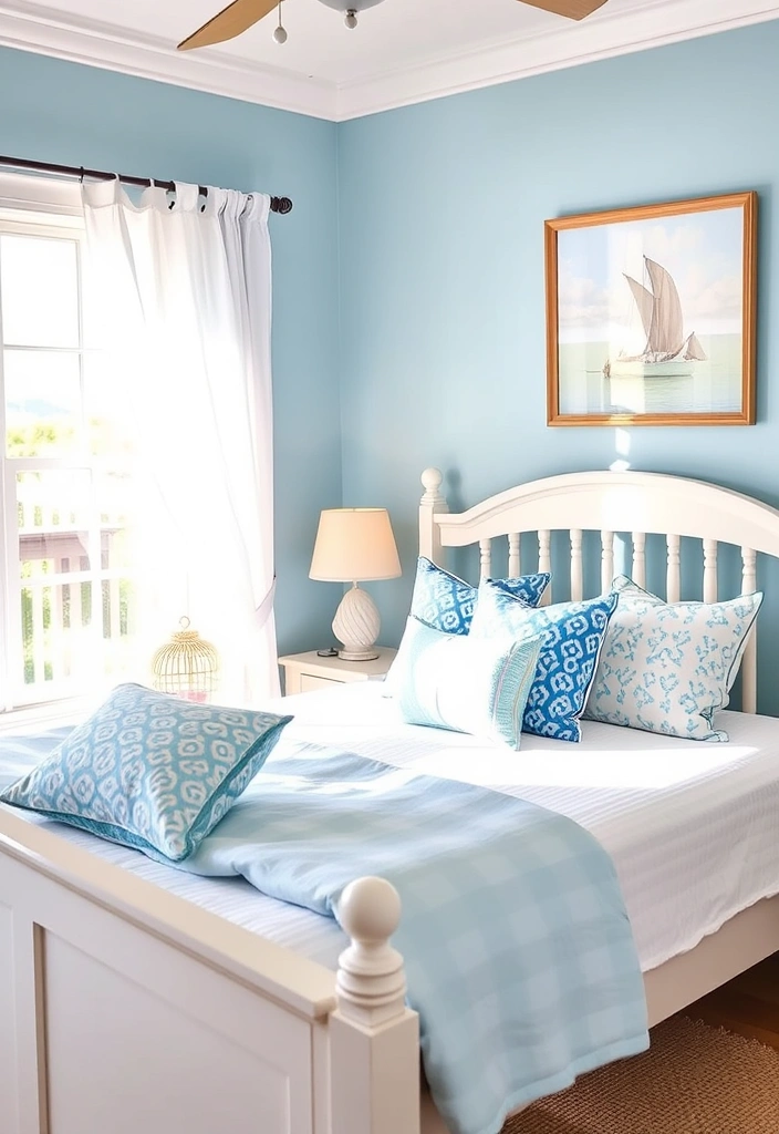 21 Modern Coastal Home Decor Ideas That'll Make Your Home Feel Like a Beach Getaway! - 1. Soft Blue and White Color Schemes