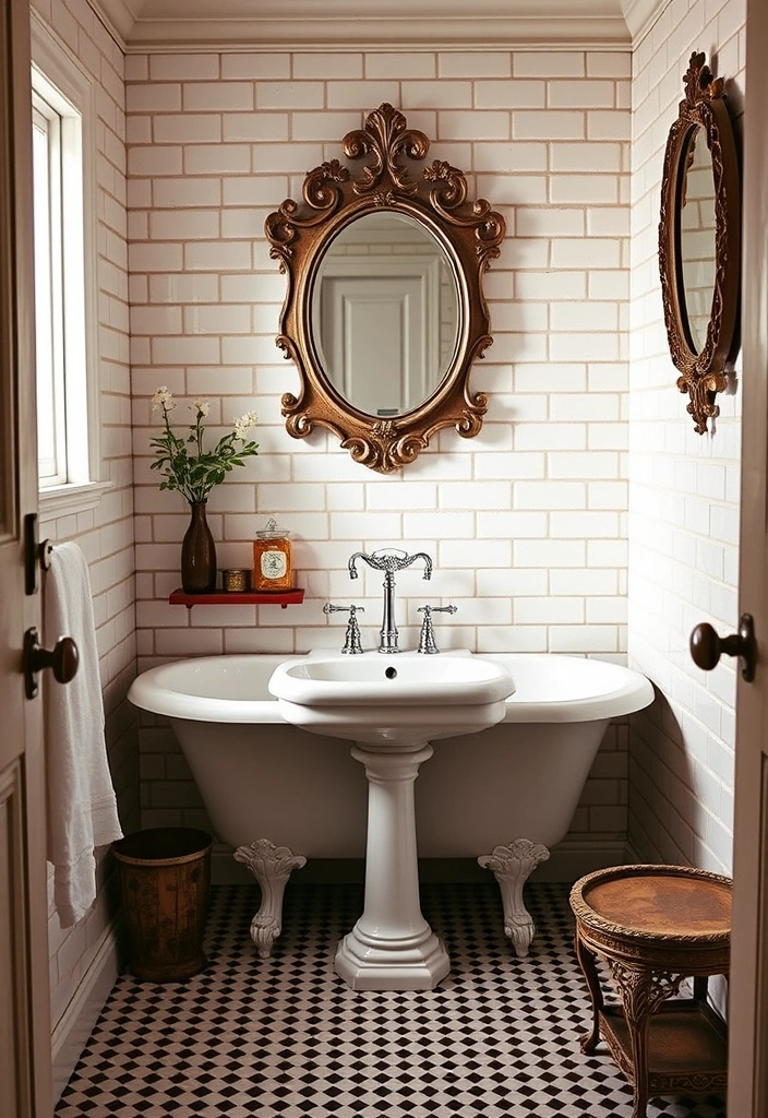 26 Stunning Black And White Bathroom Designs That Will Leave You Speechless! - 3. Vintage Charm