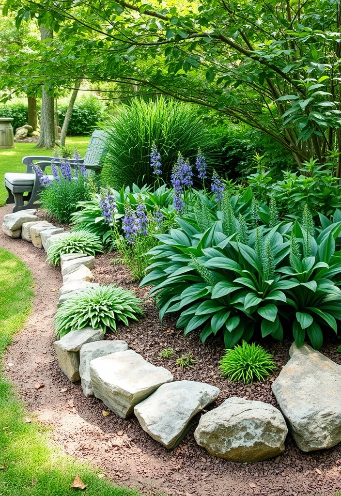 28 Shade Garden Design Layout Ideas That Will Transform Your Outdoor Space! - 13. Garden Edging with Natural Materials