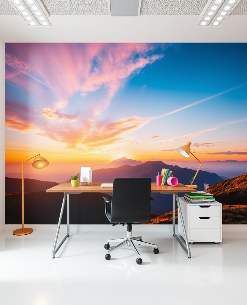 27 Office Decorations Ideas That'll Transform Your Workspace into a Creative Haven! - 22. Statement Wall Murals