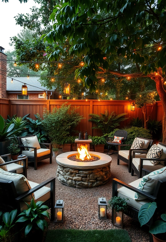 28 Shade Garden Design Layout Ideas That Will Transform Your Outdoor Space! - 18. Cozy Fire Pit Areas