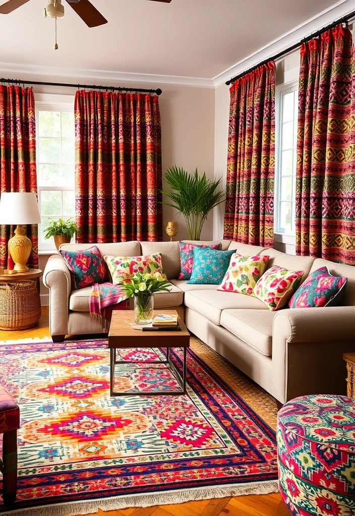 23 Inspiring Boho Living Room Ideas That Will Transform Your Space! - 11. Mixed Patterns