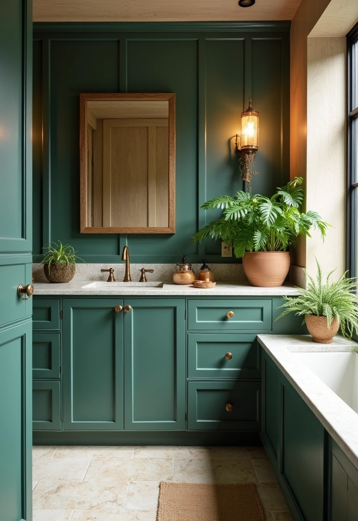 22 Best Paint Colors for Bathroom Cabinets That Will Transform Your Space! - 20. Deep Forest Green