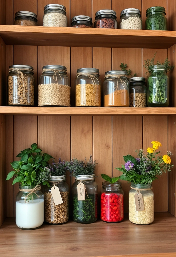 23 Cottagecore Kitchen Designs That Will Make You Feel Like You’re in a Fairytale! - 8. Charming Mason Jar Storage