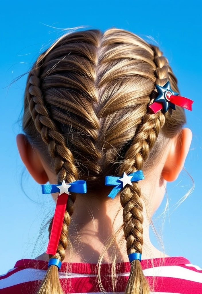 21 Patriotic and Stylish 4th of July Hairstyles That'll Make You Shine! - 2. Star-Spangled Braids