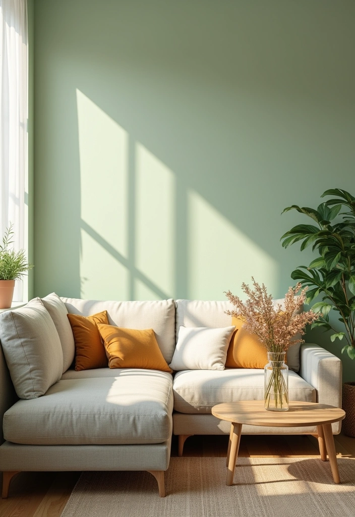 27 Living Room Paint Colors That Create the Ultimate Cozy Vibe (You’ll Love #15!) - 1. Soft Sage Green