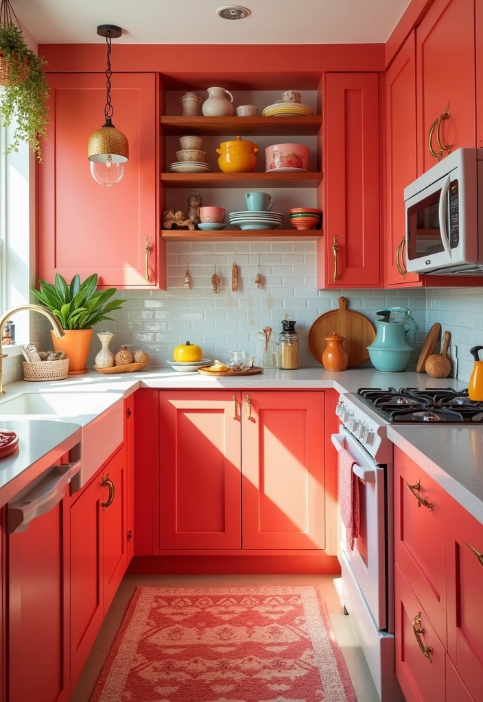 25 Stunning Paint Colors for Cherry Cabinets That Will Transform Your Kitchen! - 14. Bold Coral