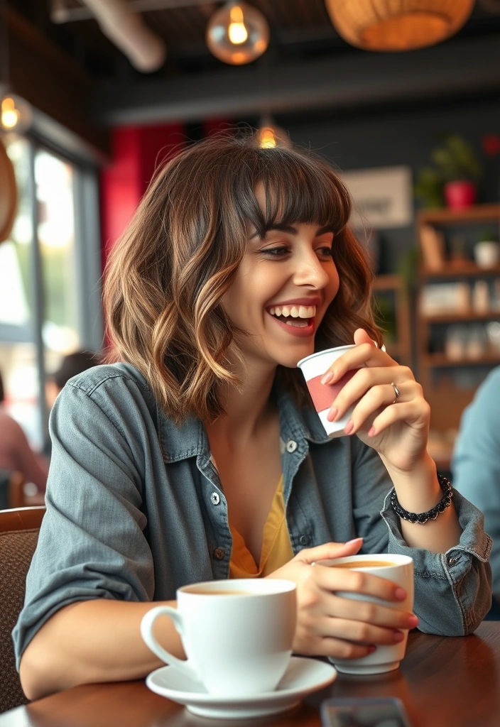 20 Stunning Haircuts With Curtain Bangs That Will Transform Your Look! - 9. Wavy Bob with Curtain Bangs