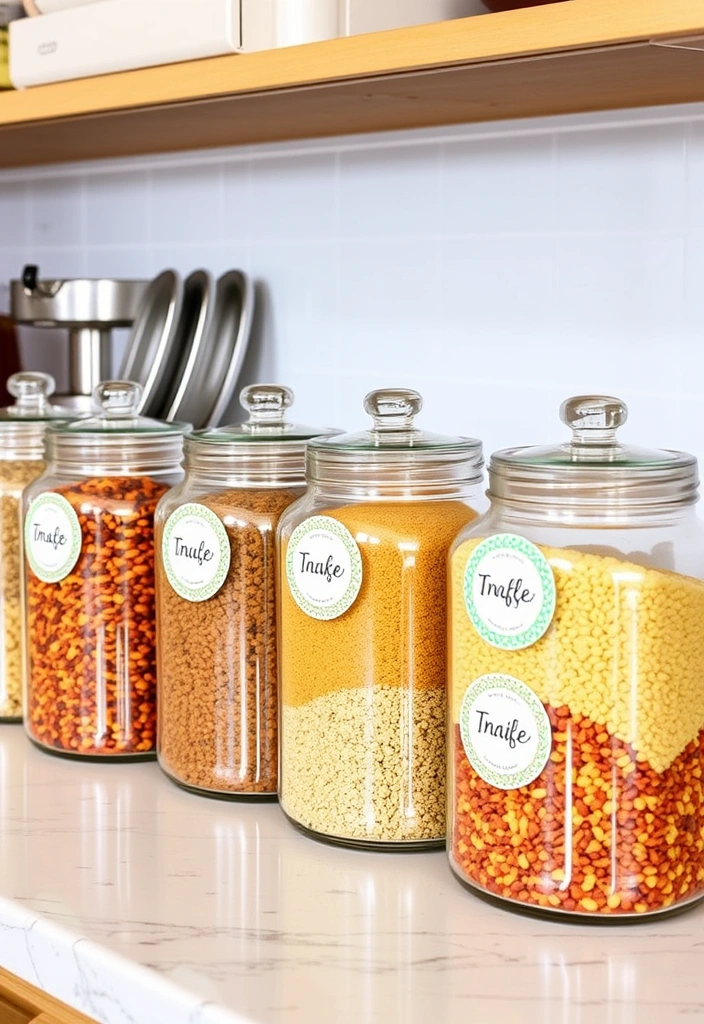 27 Small Kitchen Storage Ideas That'll Transform Your Space! - 17. Use Clear Jars for Dry Goods