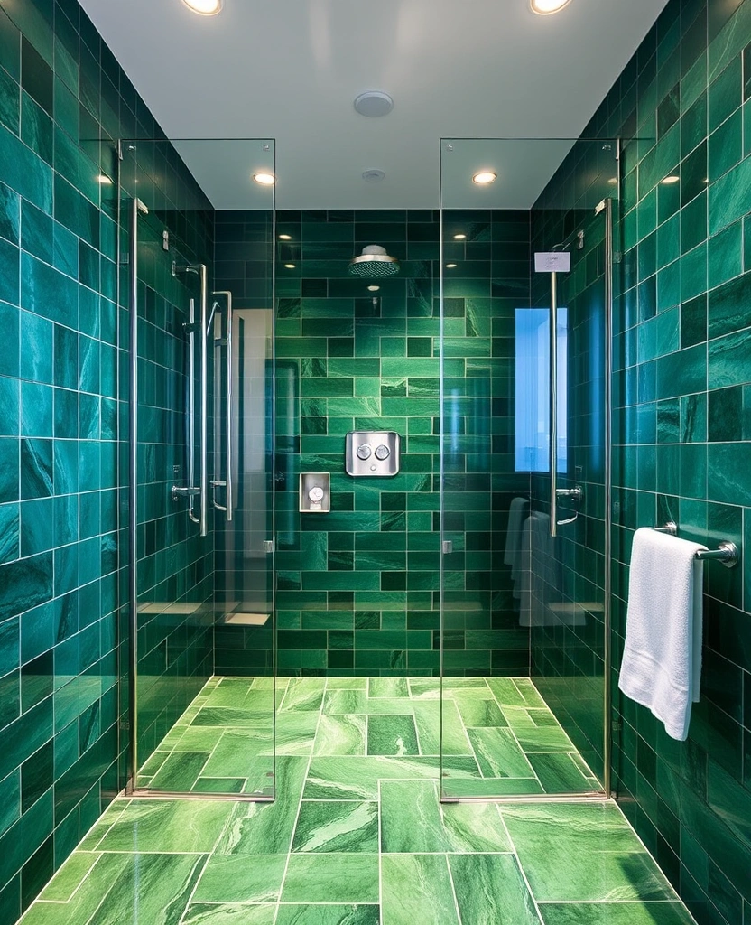 21 Green Bathroom Design Trend Ideas That'll Refresh Your Space (You Won't Believe #7!) - 25. Green Tiled Shower Floors