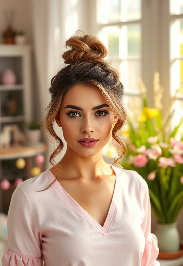 15 Beautiful Festive Easter Hairstyles That Will Turn Heads This Spring! - 2. Chic Half-Up Top Knot