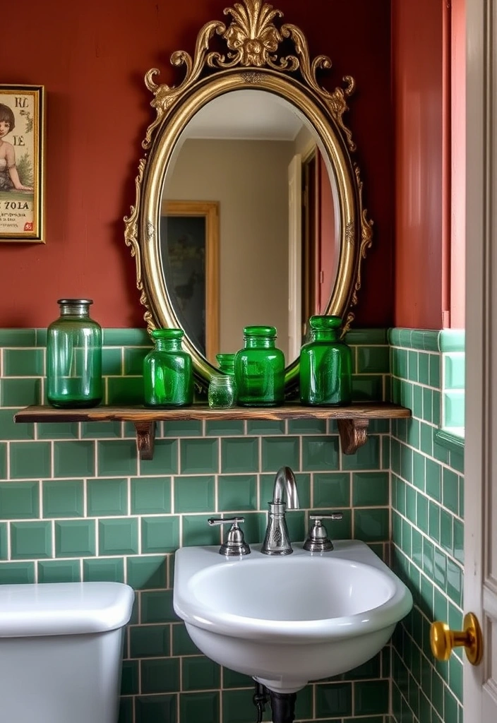 21 Green Bathroom Design Trend Ideas That'll Refresh Your Space (You Won't Believe #7!) - 7. Vintage Green Accents