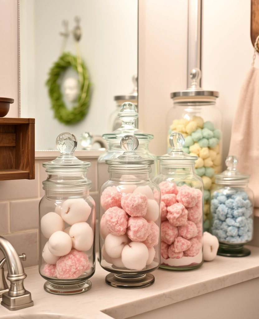 25 Moody Vintage Bathroom Decor Ideas That'll Transform Your Space! - 22. Vintage Apothecary Jars