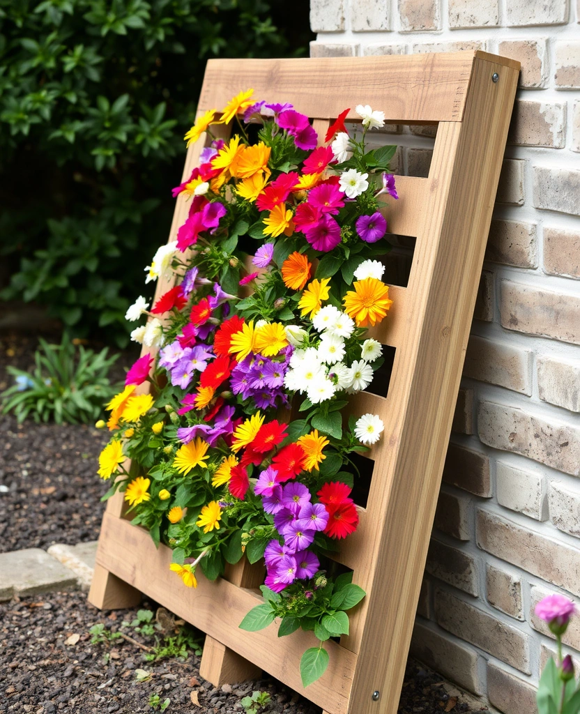 25 DIY Yard Art Ideas That'll Transform Your Garden into a Masterpiece! - 28. Vertical Pallet Planters