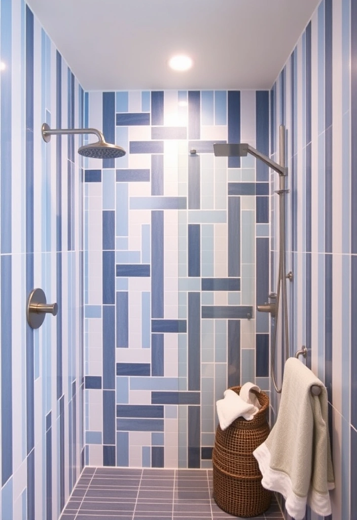 15 Creative Shower Tile Designs for Small Bathrooms (You’ll Want to Steal #12!) - 14. Vertical Stripes