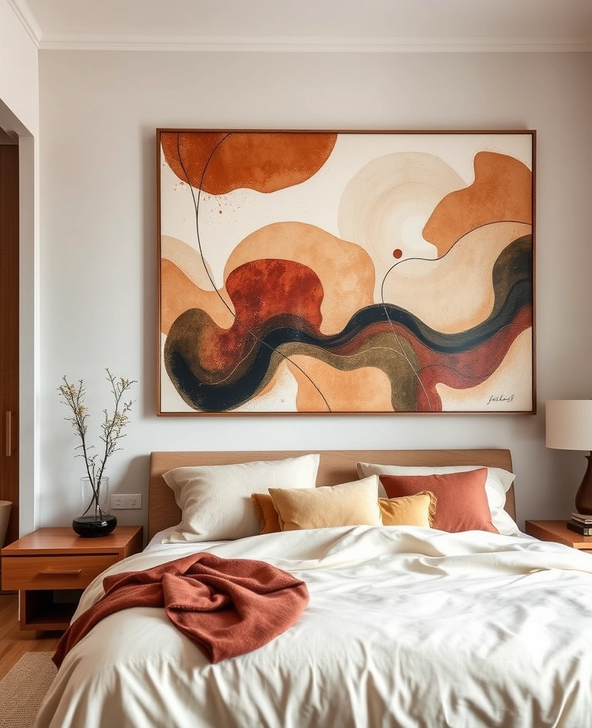 21 Stylish Organic Modern Bedroom Ideas That Will Transform Your Space! - 23. Organic Art Pieces