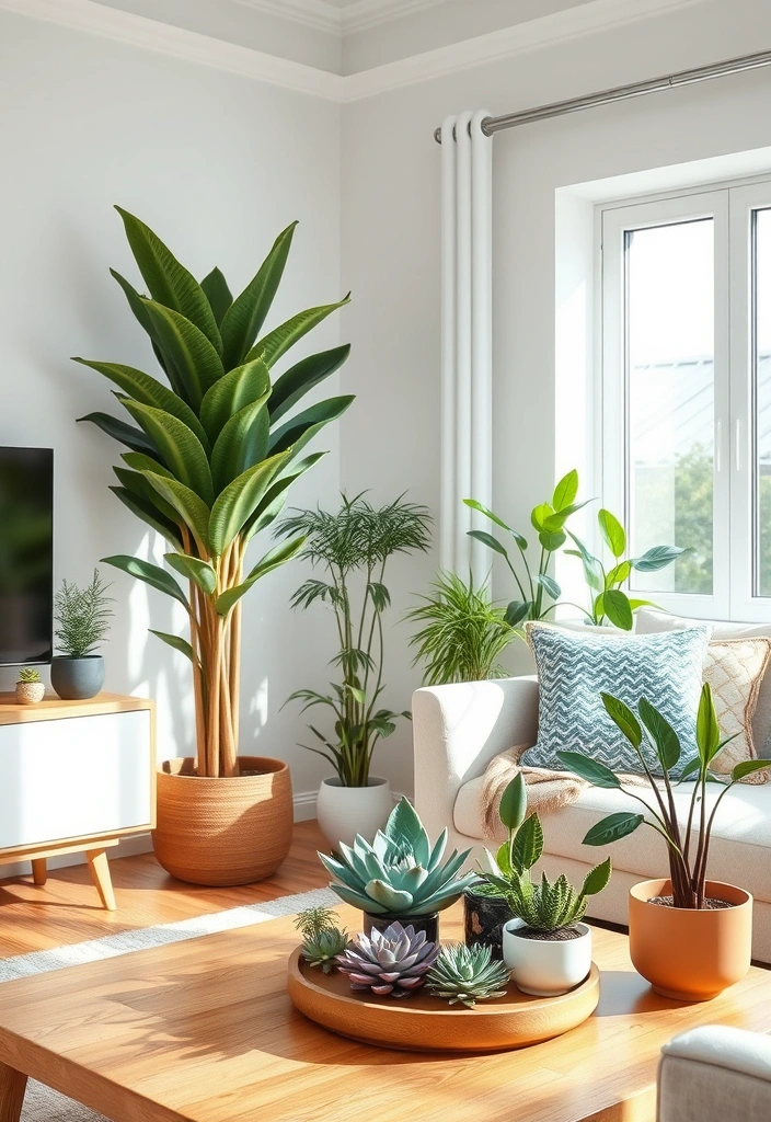 22 Modern Coastal Living Room Ideas That Will Make You Feel Like You're on Vacation! - 9. Indoor Plants