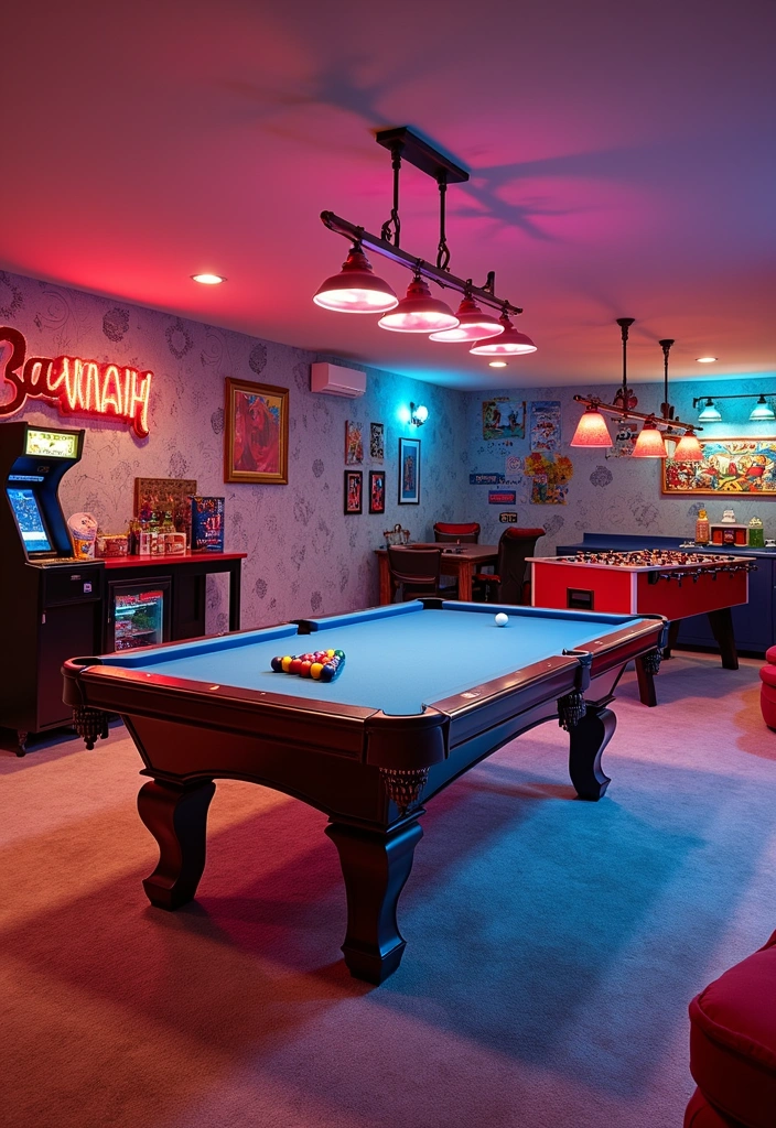 27 Unique Basement Ideas That’ll Transform Your Space into a Cozy Retreat! - 4. Playful Game Room