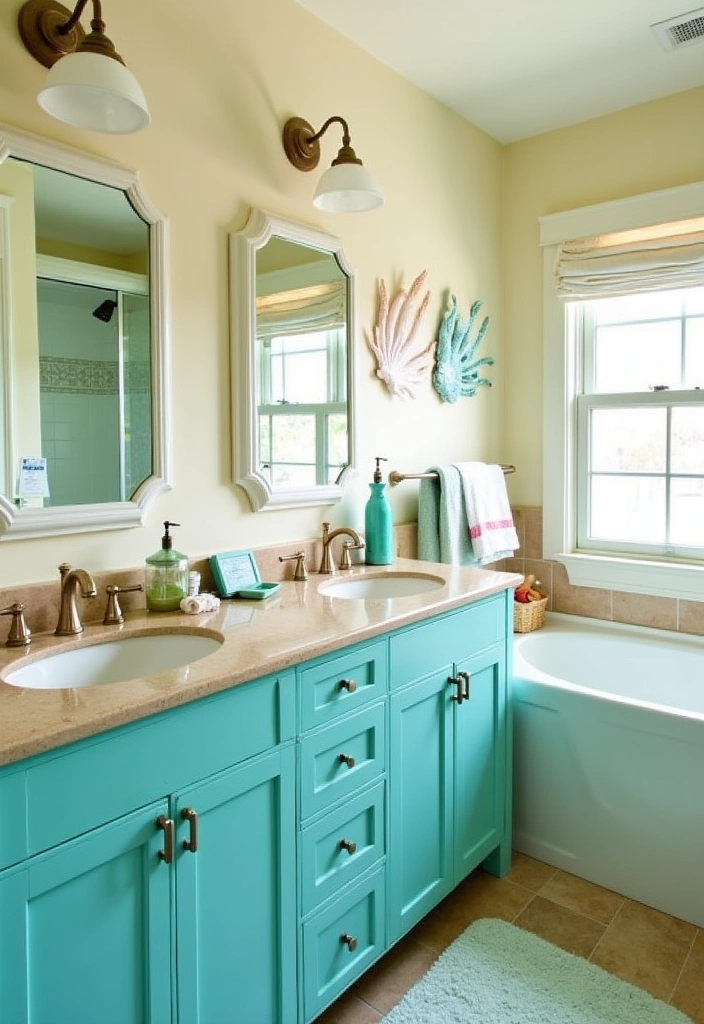 22 Best Paint Colors for Bathroom Cabinets That Will Transform Your Space! - 17. Vibrant Turquoise