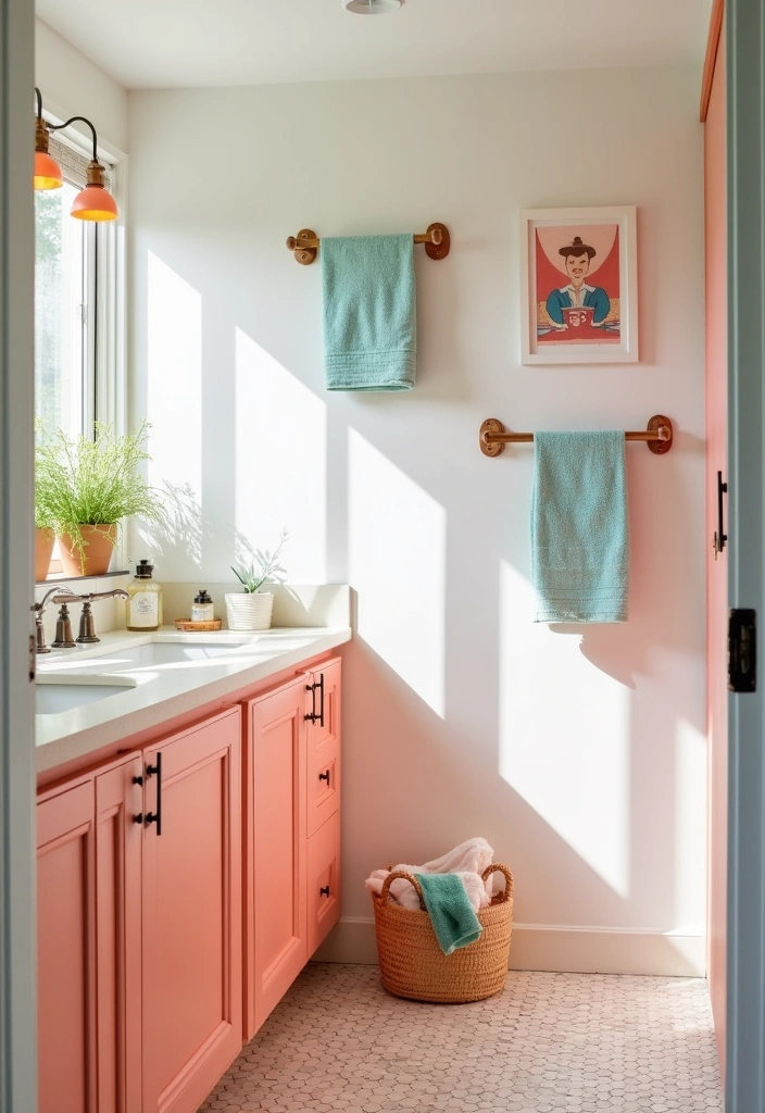 22 Best Paint Colors for Bathroom Cabinets That Will Transform Your Space! - 15. Playful Peach