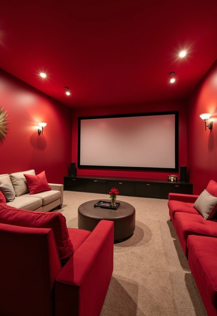 26 Best Paint Colors for Media Room That Will Transform Your Viewing Experience! - 19. Bright Cherry Red