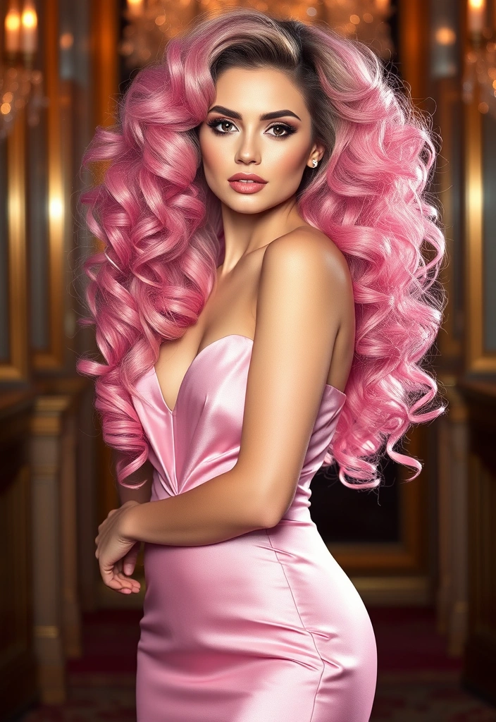 22 Sexy Hairstyles for Pink Hair That'll Turn Heads Everywhere You Go! - 6. Glamorous Loose Curls