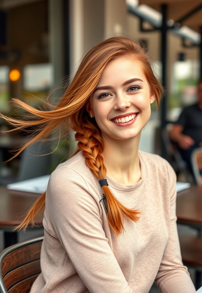 15 Spicy Hairstyles for Ginger Brown Hair That Will Turn Heads! - 7. Chic Side Braid