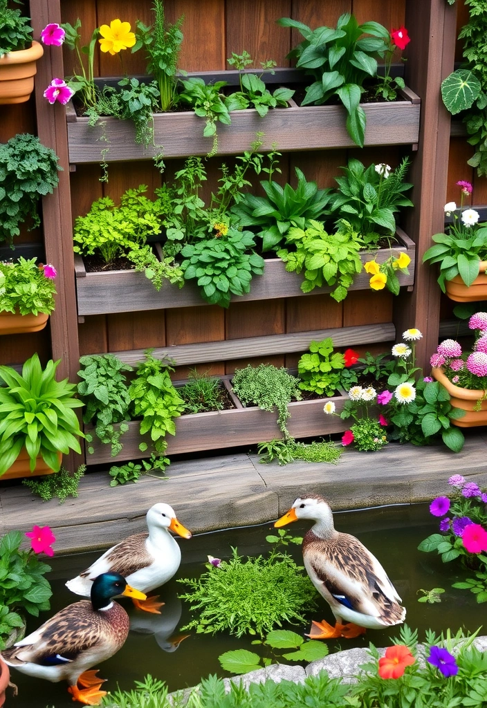 22 Best DIY Duck Enclosure Ideas That Will Make Your Ducks Feel Right at Home! - 13. Vertical Garden Duck Enclosure