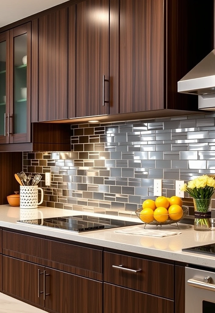 27 Stunning Kitchen Backsplash Ideas That'll Transform Your Space! - 17. Innovative Metal Tiles