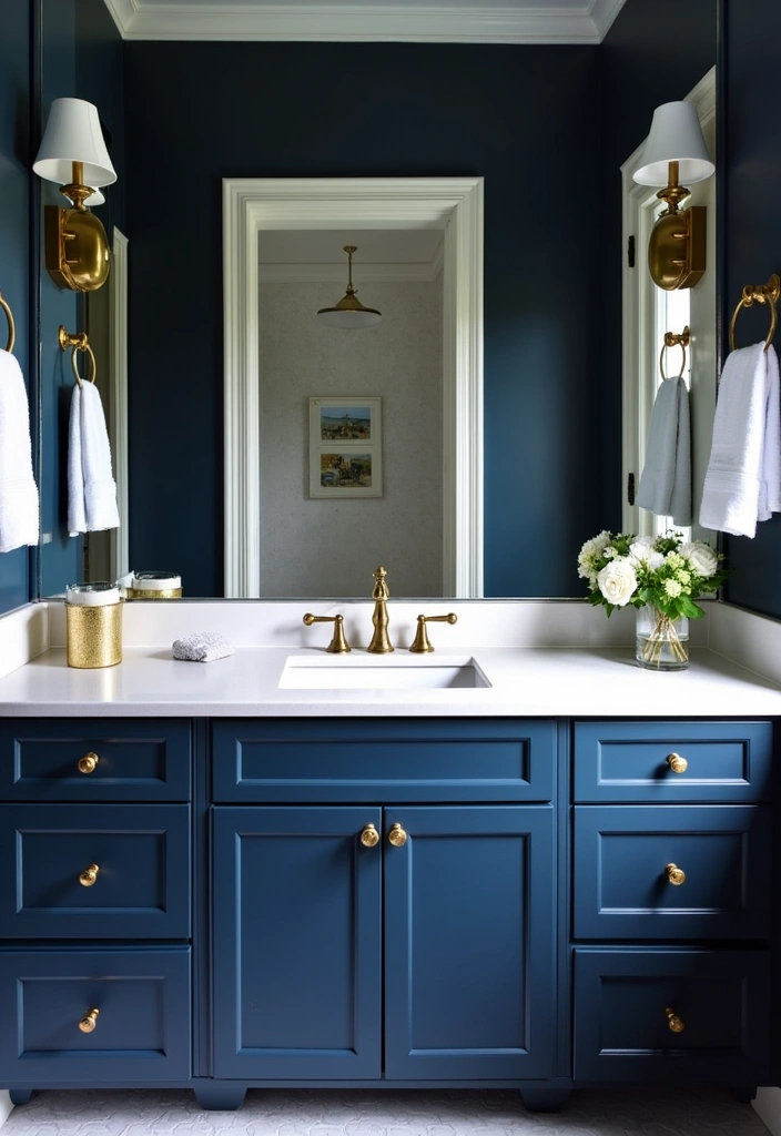 22 Best Paint Colors for Bathroom Cabinets That Will Transform Your Space! - 5. Bold Navy Blue