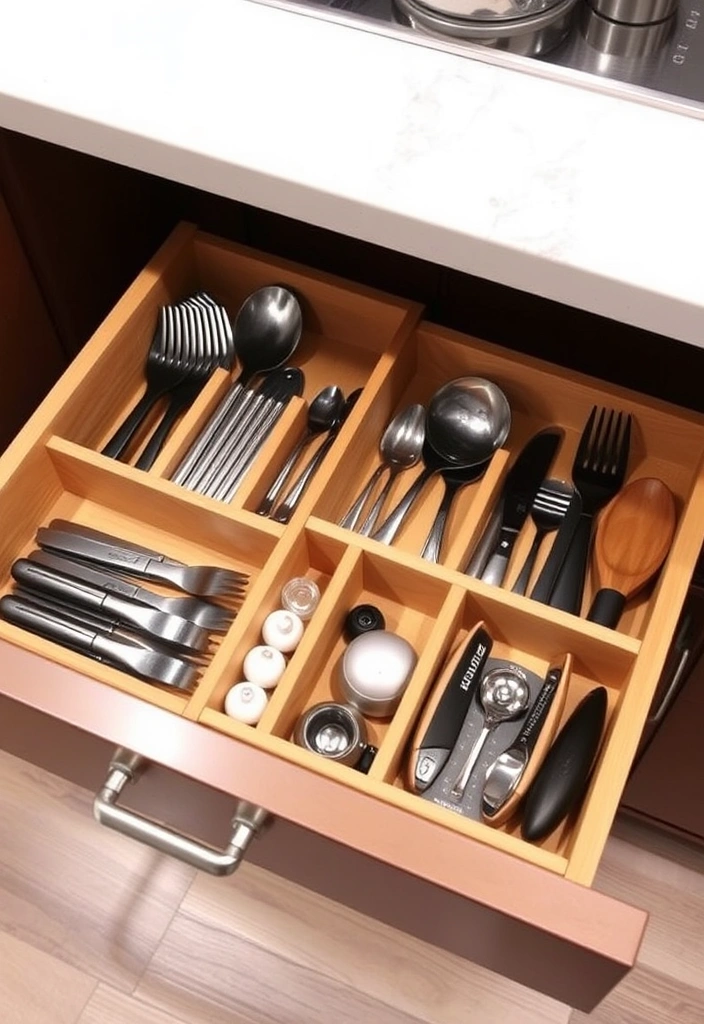 27 Small Kitchen Storage Ideas That'll Transform Your Space! - 5. Utilize Drawer Organizers